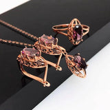 Purple Ruby Necklace in 14K Rose Plated - Sweet Glamour Jewelry Set