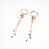 Purple Bead Tassel Drop Earrings 14K Rose Wedding Jewelry