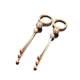 Purple Bead Tassel Drop Earrings 14K Rose Wedding Jewelry