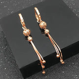 Purple Bead Tassel Drop Earrings 14K Rose Wedding Jewelry