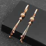 Purple Bead Tassel Drop Earrings 14K Rose Wedding Jewelry