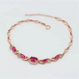 Purple Ruby Bracelet 14K Rose Crystal Jewelry Engagement Gift