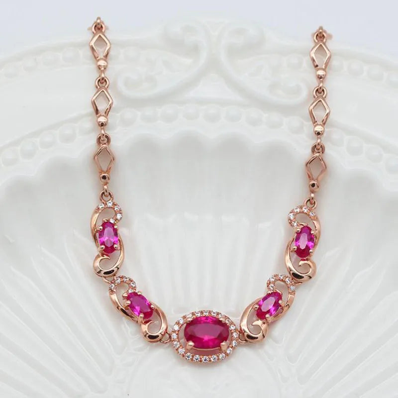 Purple Ruby Bracelet 14K Rose Crystal Jewelry Engagement Gift