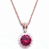 Purple Ruby Flower Jewelry Set 14K Rose Crystal Wedding Gift