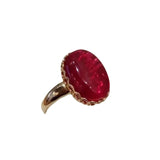 14K Rose Plated Ruby Red Oval Ring for Women