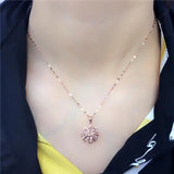 Romantic Purple Flower Pendant Necklace 14K Rose Plated Charm Wedding Jewelry