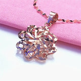 Romantic Purple Flower Pendant Necklace 14K Rose Plated Charm Wedding Jewelry