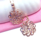 Romantic Purple Flower Pendant Necklace 14K Rose Plated Charm Wedding Jewelry