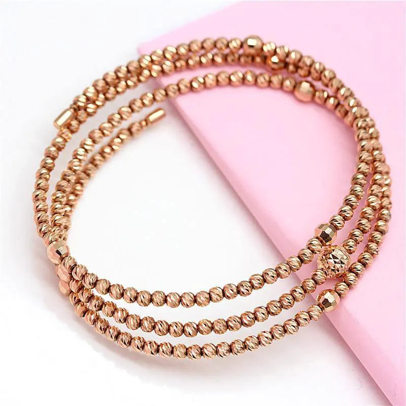Purple Soft Chain Ball Beads Bracelet Adjustable 14K Rose Jewelry