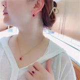Purple Ruby Set 14K Rose Oval Ring Earring Necklace