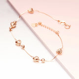 Purple Soft Chain Heart Bracelet 14K Rose Plated Romantic Gift