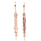 Purple Soft Chain Tassel Round Bead Drop Earrings 14K Rose High Jewelry
