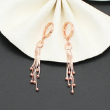 Purple Soft Chain Tassel Round Bead Drop Earrings 14K Rose High Jewelry
