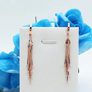 Purple Soft Chain Tassel Round Bead Drop Earrings 14K Rose High Jewelry