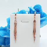 Purple Soft Chain Tassel Round Bead Drop Earrings 14K Rose High Jewelry