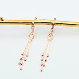 Purple Soft Chain Tassel Round Bead Drop Earrings 14K Rose High Jewelry