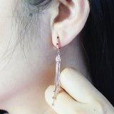 Purple Soft Chain Tassel Round Bead Drop Earrings 14K Rose High Jewelry