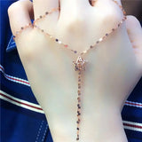 Purple Star Tassel Chains Necklace 14k Rose Plated Engagement Women's Jewelry