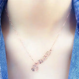 Romantic 14K Rose Plated Three Leaf Flower Necklace