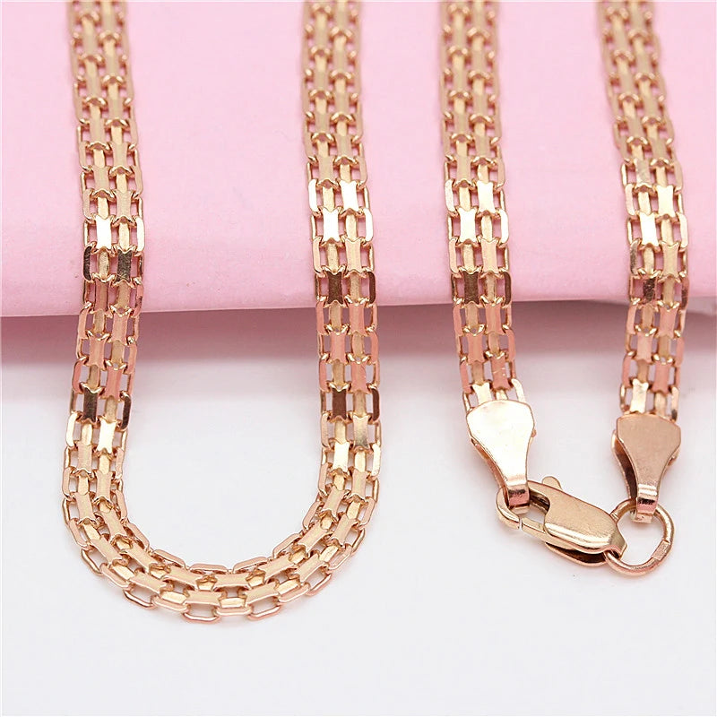 Purple Wide Lace Chains Chunky Necklace 14K Rose Engagement Jewelry Gift