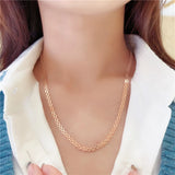 Purple Wide Lace Chains Chunky Necklace 14K Rose Engagement Jewelry Gift