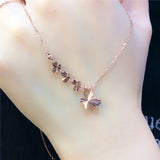 Purple Butterfly Necklace Tassel Pendant 14k Rose Sparkling Wedding Jewelry