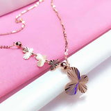 Purple Butterfly Necklace Tassel Pendant 14k Rose Sparkling Wedding Jewelry