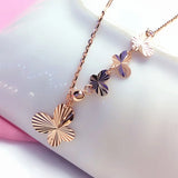 Purple Butterfly Necklace Tassel Pendant 14k Rose Sparkling Wedding Jewelry