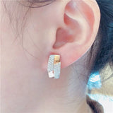 14K Rose Plated Diamond Square Ethnic Style Earrings