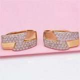 14K Rose Plated Diamond Square Ethnic Style Earrings