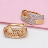 14K Rose Plated Diamond Square Ethnic Style Earrings