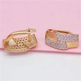 14K Rose Plated Diamond Square Ethnic Style Earrings