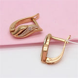 Purple Leaf Earrings 14K Rose Plated Crystal Jewelry