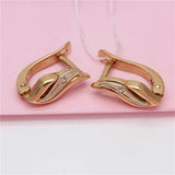 Purple Leaf Earrings 14K Rose Plated Crystal Jewelry