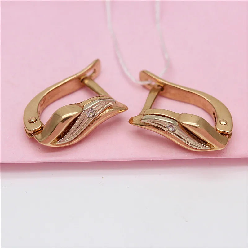 Purple Leaf Earrings 14K Rose Plated Crystal Jewelry