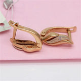 Purple Leaf Earrings 14K Rose Plated Crystal Jewelry