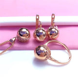 Purple Round Bead Jewelry Set Light Plating 14k Rose Earrings Necklace