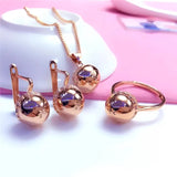 Purple Round Bead Jewelry Set Light Plating 14k Rose Earrings Necklace