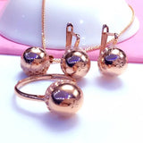 Purple Round Bead Jewelry Set Light Plating 14k Rose Earrings Necklace