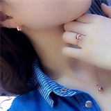 Purple Round Bead Jewelry Set Light Plating 14k Rose Earrings Necklace
