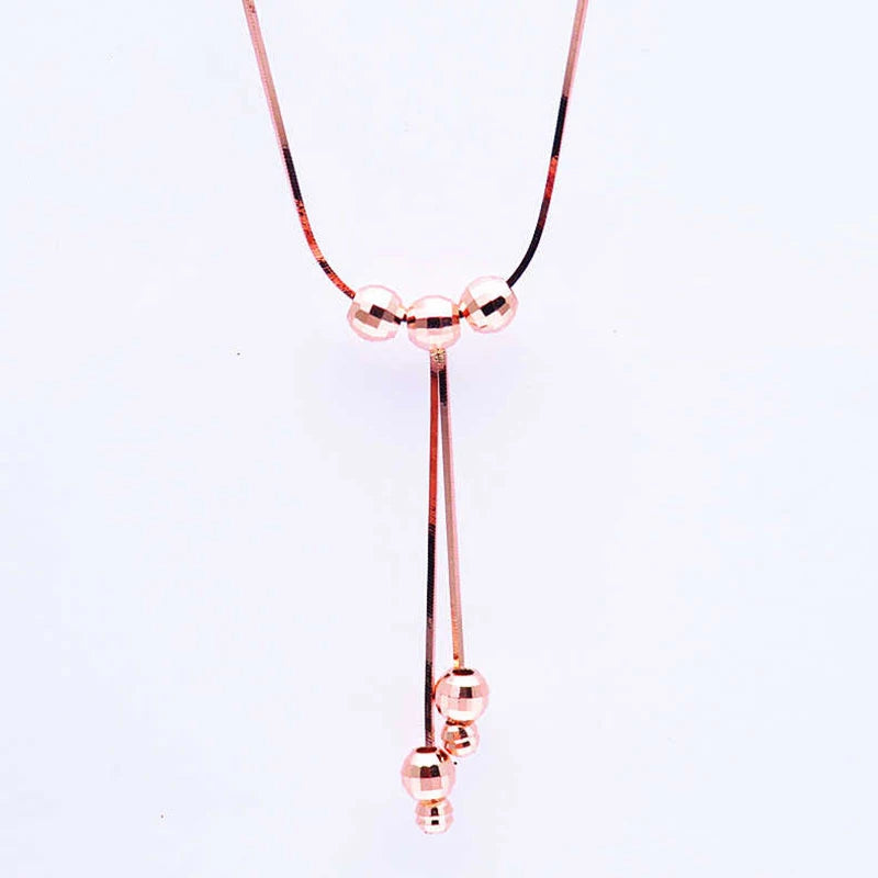 14K Rose Gold Purple Necklace with Tassel Pendant for Women