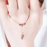 14K Rose Beads Chain Tassel Pendant Necklace