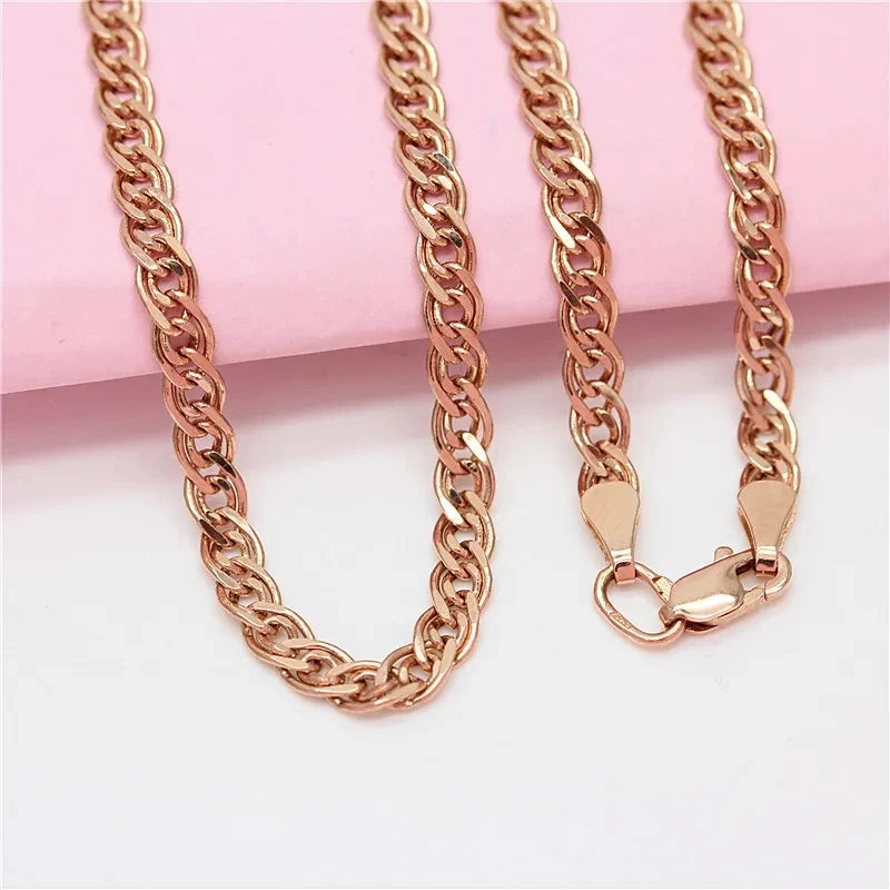 Plated 14K Rose Purple Necklace Men Women Chain Party Jewelry