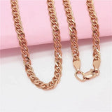 Plated 14K Rose Purple Necklace Men Women Chain Party Jewelry