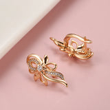 Rose Clip Earrings Hearts and Arrows Cut Flower Party Drop Earrings