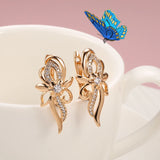 Rose Clip Earrings Hearts and Arrows Cut Flower Party Drop Earrings