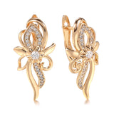Rose Clip Earrings Hearts and Arrows Cut Flower Party Drop Earrings