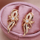 Rose Clip Earrings Hearts and Arrows Cut Flower Party Drop Earrings