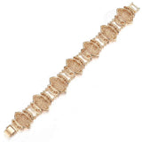 Rose Bracelet Bangle for Women - Cut Out Carved Flowers Vine Oval Wristband