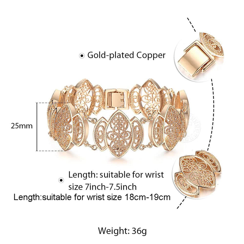 Rose Bracelet Bangle for Women - Cut Out Carved Flowers Vine Oval Wristband
